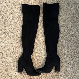 Thigh high suede boots